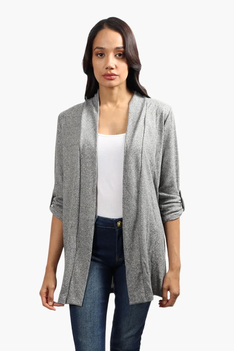 Runaway Bay Roll Up Sleeve Open Cardigan - Grey sold by Fairweather