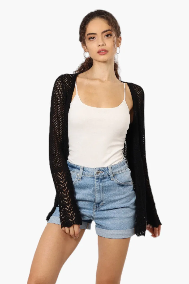 Impress Long Sleeve Pointelle Shrug Cardigan - Black sold by Fairweather