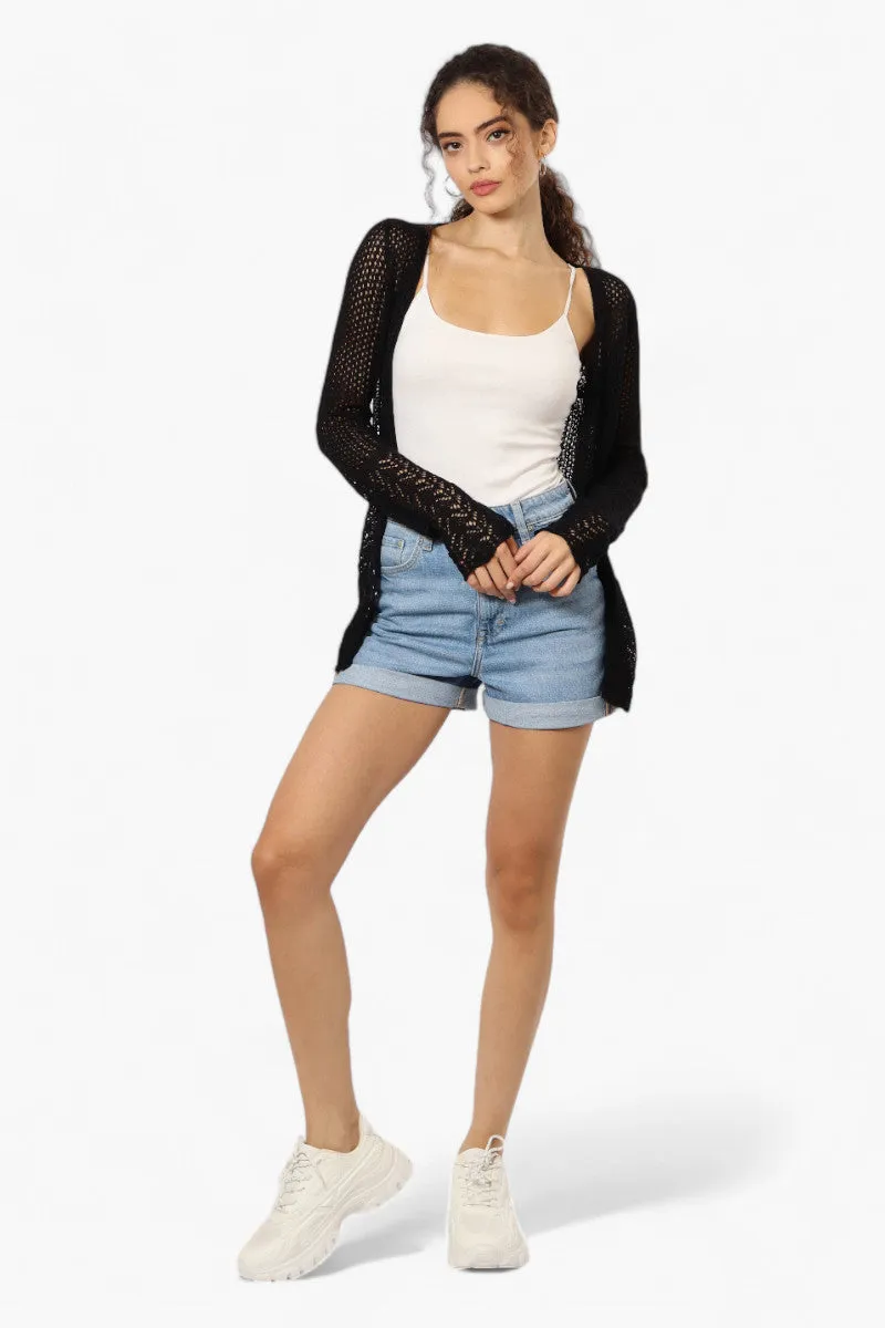 Impress Long Sleeve Pointelle Shrug Cardigan - Black sold by Fairweather product image thumbnail 2