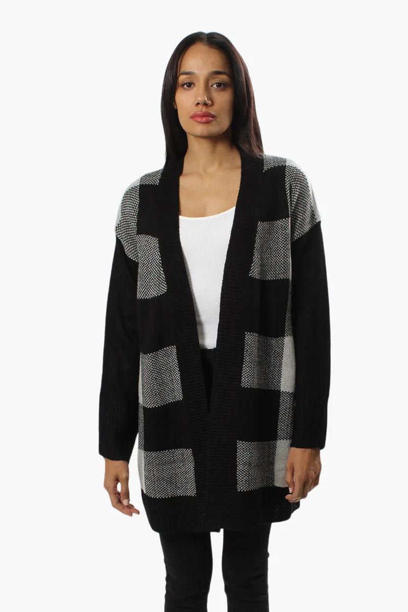 Canada Weather Gear Plaid Open Cardigan - Black sold by Fairweather