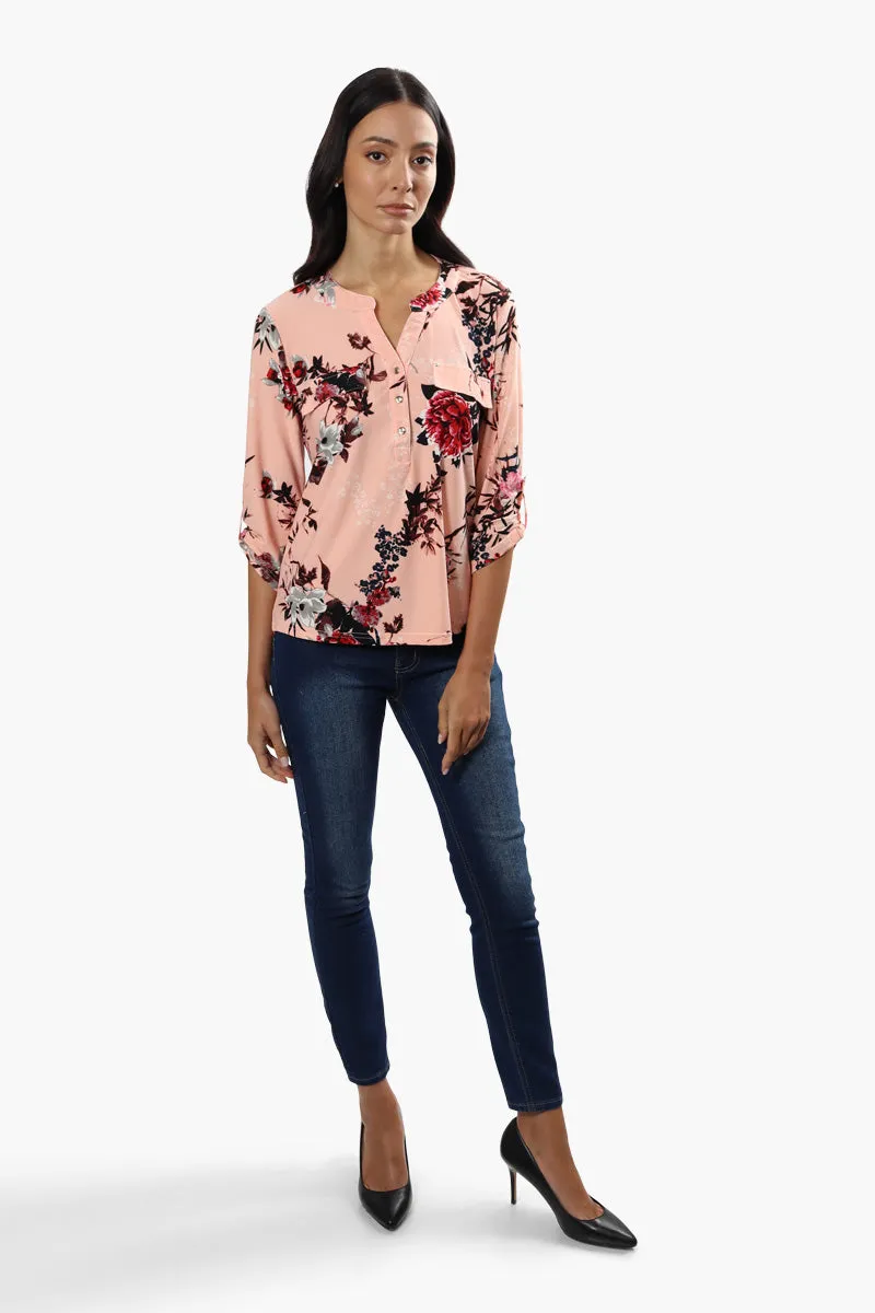 International INC Company Floral Henley Blouse - Pink sold by Fairweather product image thumbnail 2