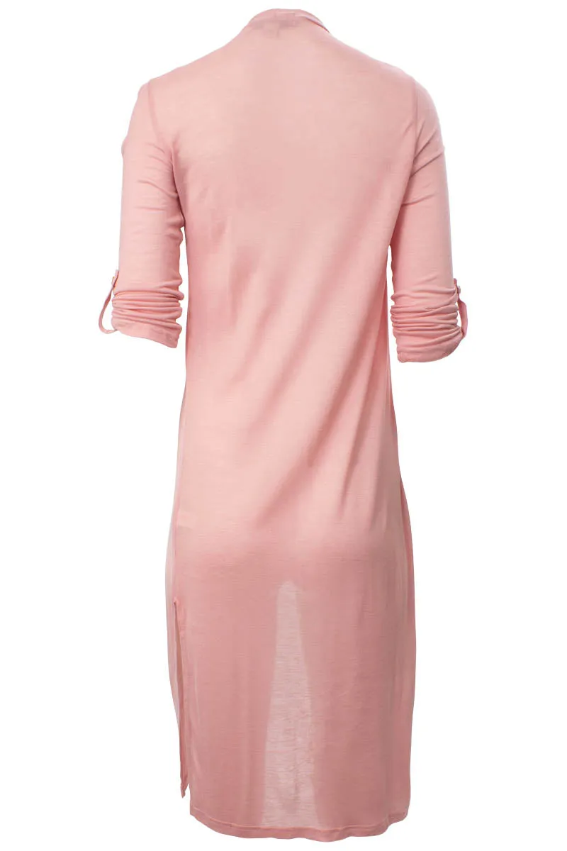 Solid Side Slit Open Cardigan - Pink sold by Fairweather product image thumbnail 3