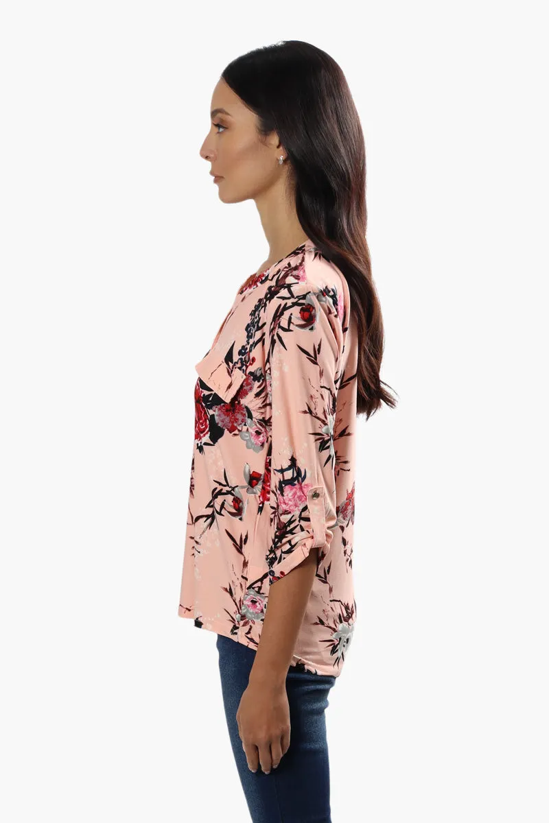 International INC Company Floral Henley Blouse - Pink sold by Fairweather product image thumbnail 3