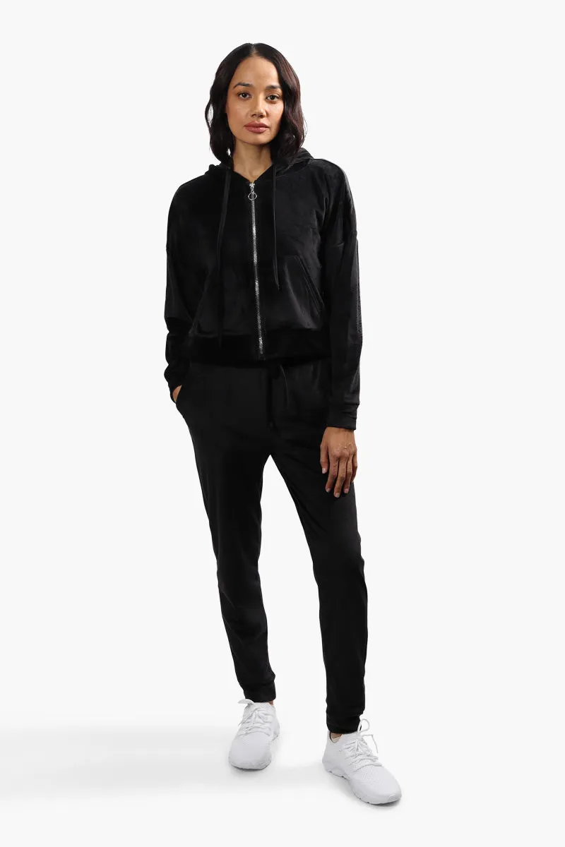 Mikk Velour Front Zip Hoodie - Black sold by Fairweather product image thumbnail 2
