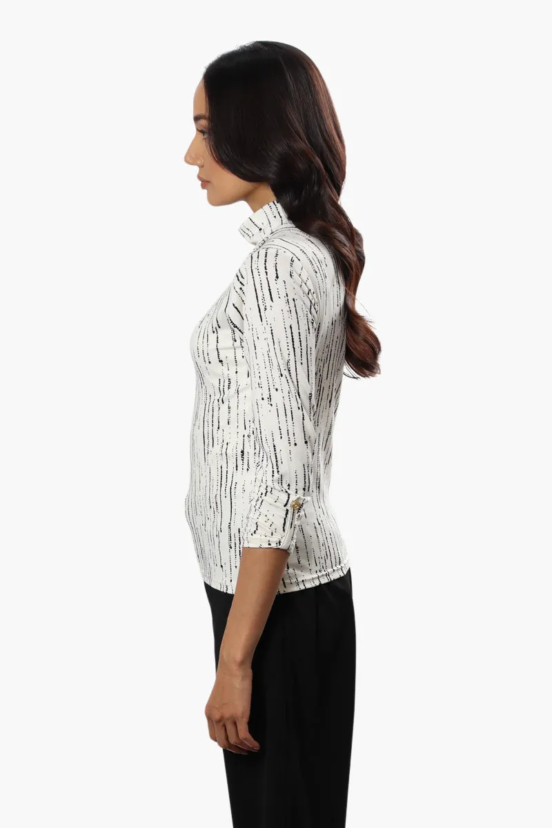 Majora Patterned Mock Neck Long Sleeve Top - White sold by Fairweather product image thumbnail 3
