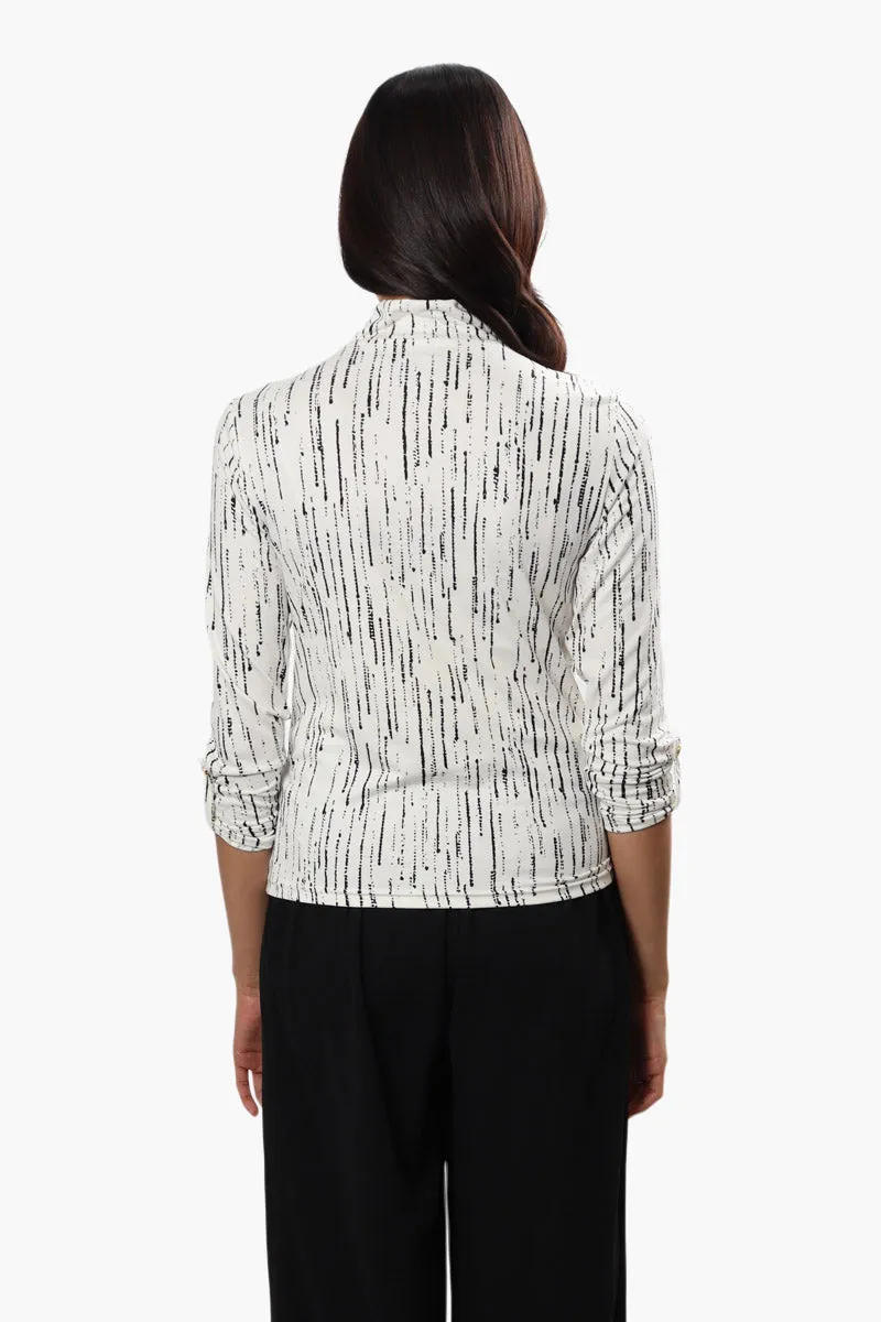 Majora Patterned Mock Neck Long Sleeve Top - White sold by Fairweather product image thumbnail 4