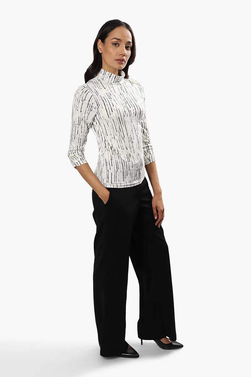 Majora Patterned Mock Neck Long Sleeve Top - White sold by Fairweather product image thumbnail 2