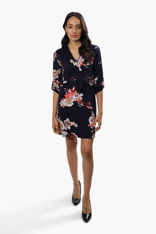 Majora Floral Crossover Day Dress - Navy sold by Fairweather
