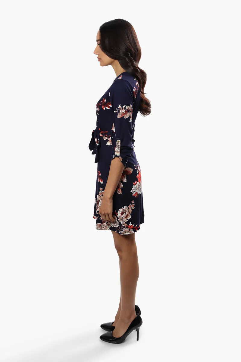 Majora Floral Crossover Day Dress - Navy sold by Fairweather product image thumbnail 3
