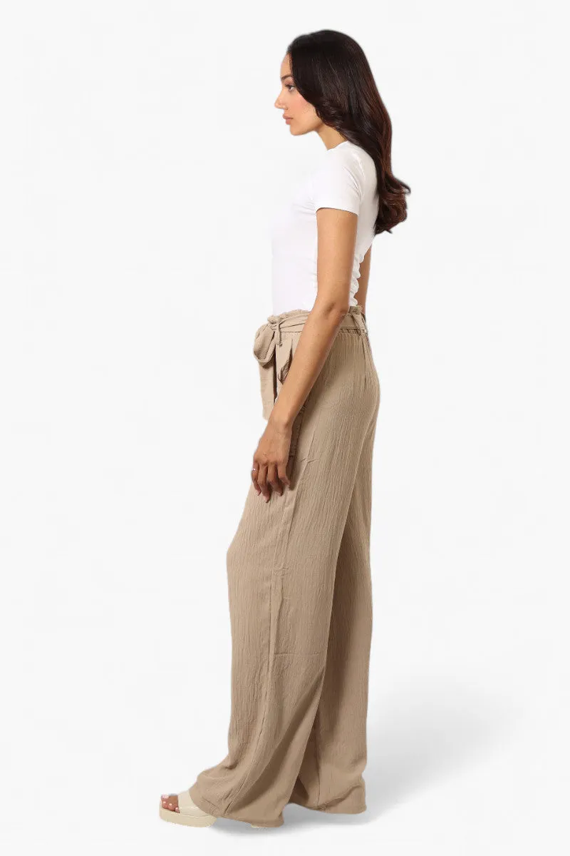 Urbanology Solid Belted Palazzo Pants - Beige sold by Fairweather product image thumbnail 3