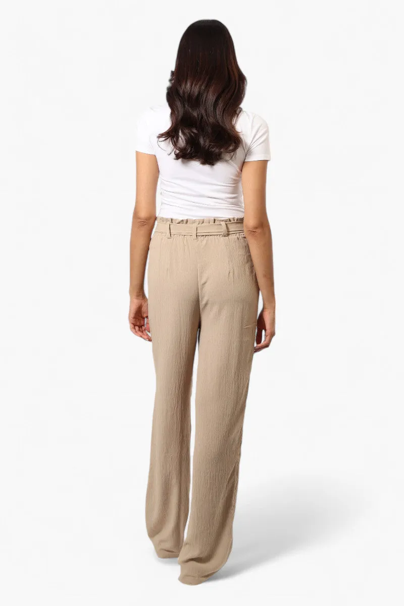 Urbanology Solid Belted Palazzo Pants - Beige sold by Fairweather product image thumbnail 4