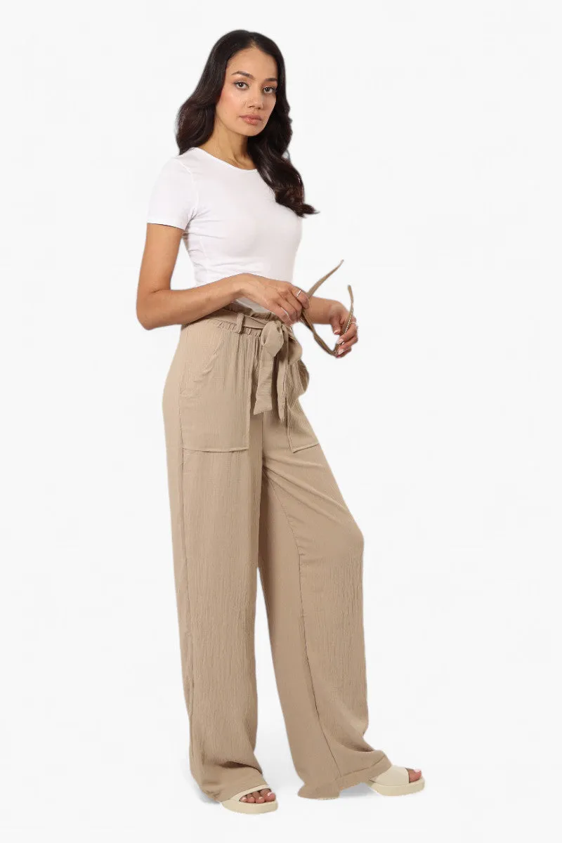 Urbanology Solid Belted Palazzo Pants - Beige sold by Fairweather product image thumbnail 2