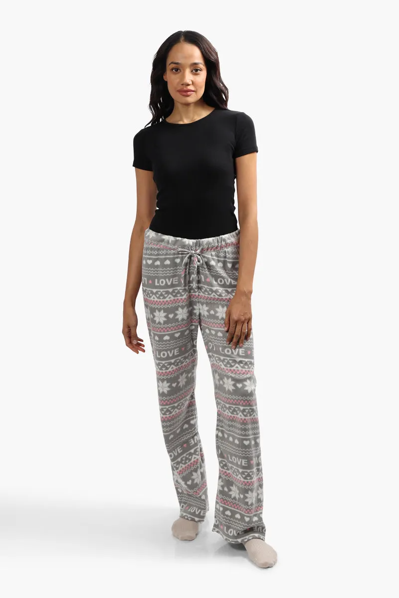 Cuddly Canuckies Plush Festive Print Pajama Pants - Grey sold by Fairweather product image thumbnail 2