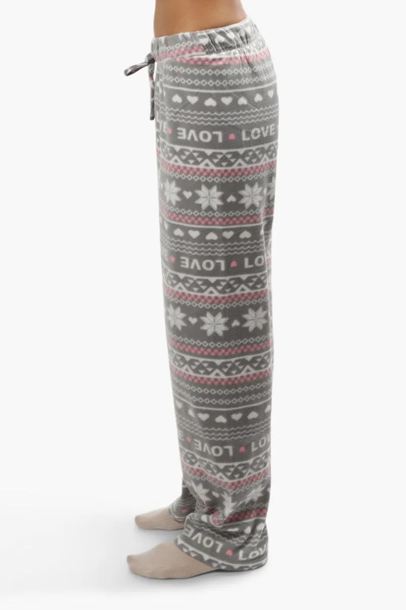 Cuddly Canuckies Plush Festive Print Pajama Pants - Grey sold by Fairweather product image thumbnail 3