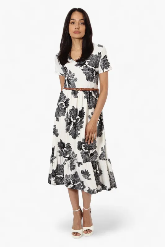 International INC Company Belted Floral Maxi Dress - White sold by Fairweather