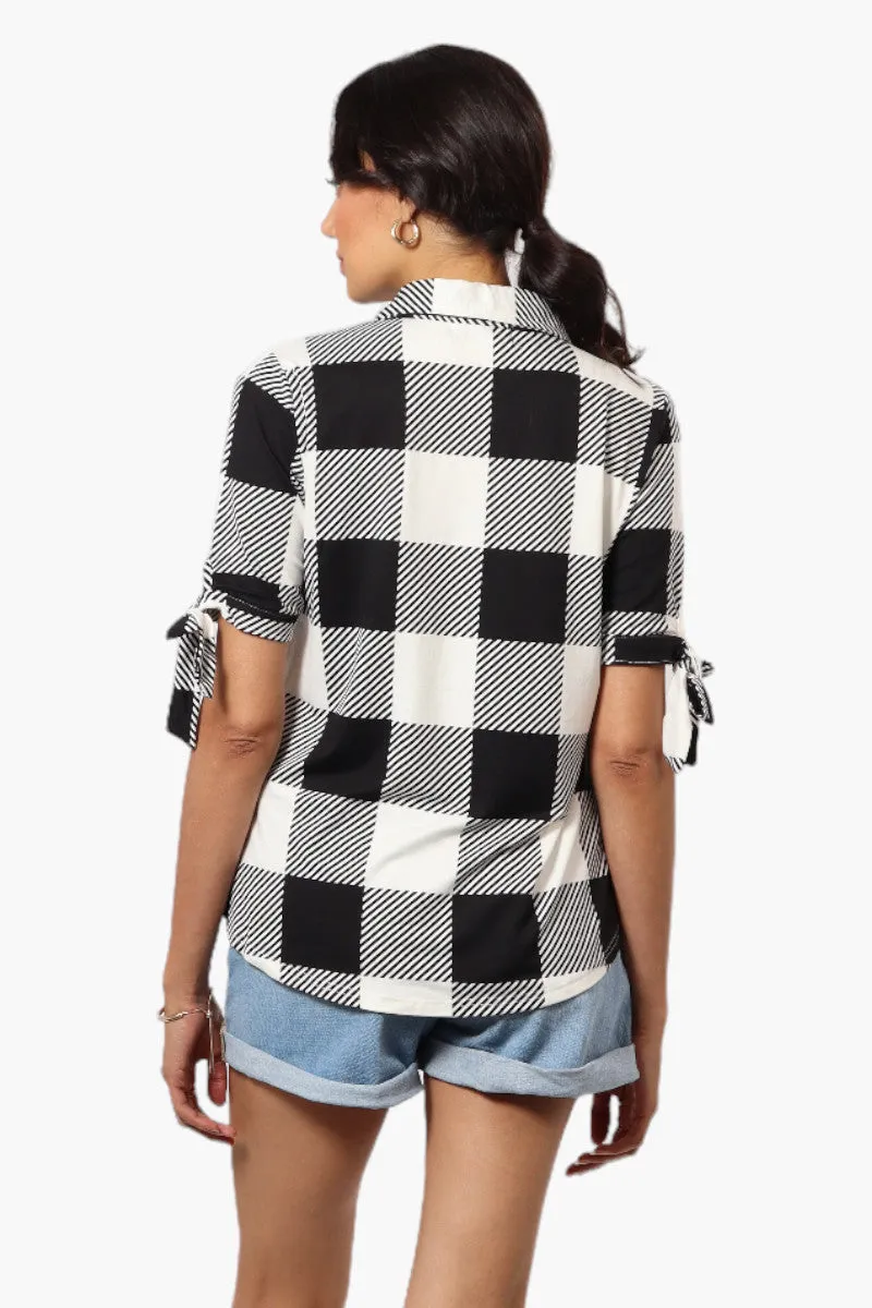 Urbanology Plaid Tie Sleeve Shirt - Black sold by Fairweather product image thumbnail 4