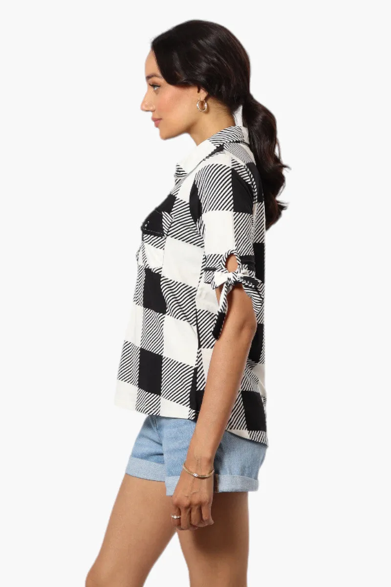 Urbanology Plaid Tie Sleeve Shirt - Black sold by Fairweather product image thumbnail 3