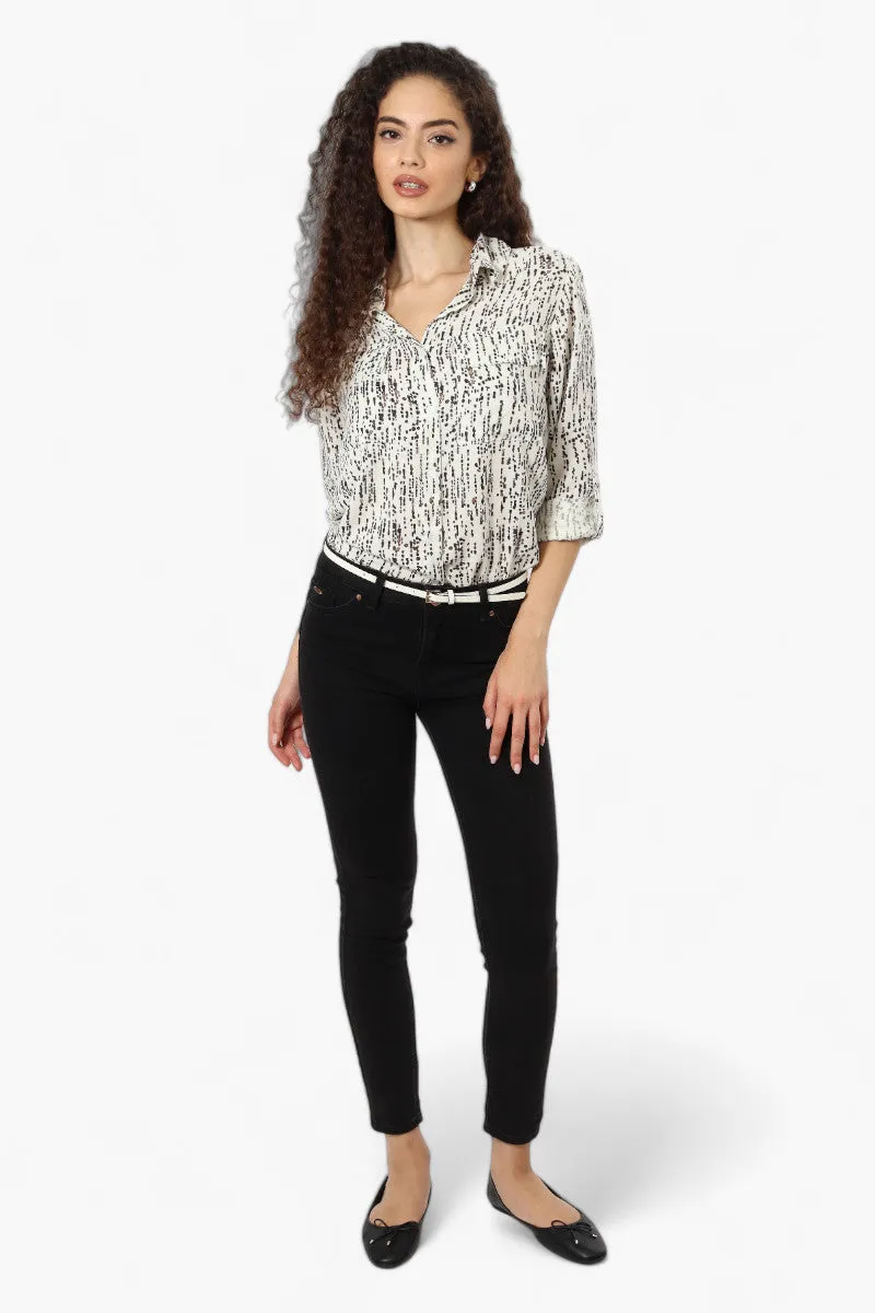 Beechers Brook Patterned Roll Up Sleeve Blouse - Cream sold by Fairweather product image thumbnail 2