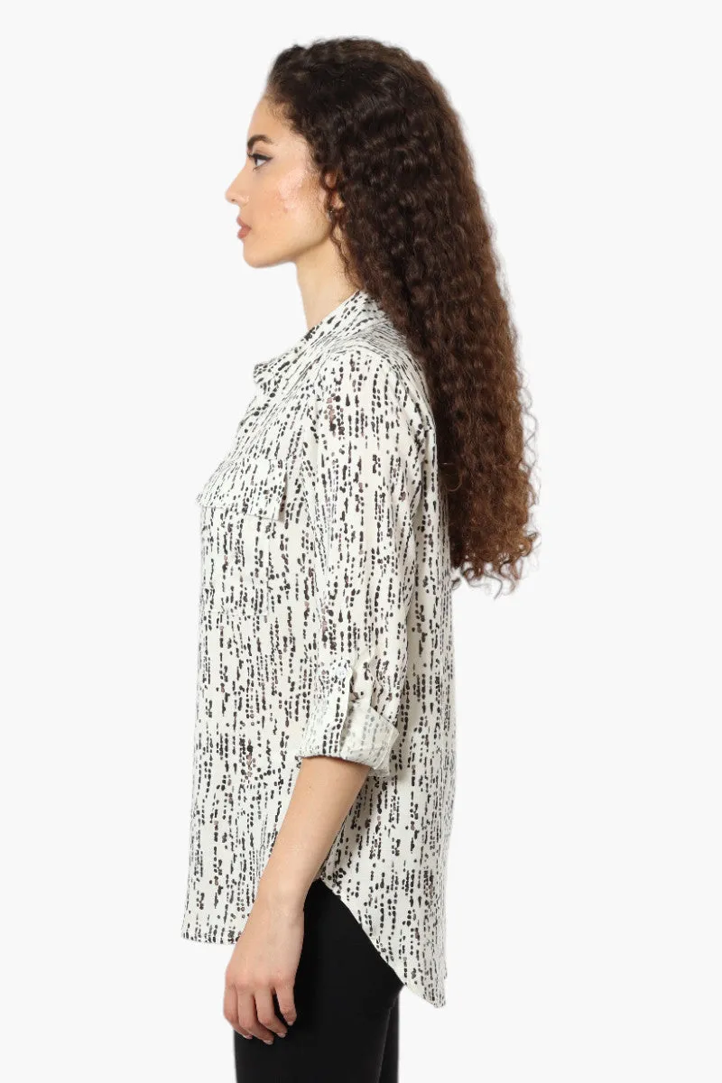 Beechers Brook Patterned Roll Up Sleeve Blouse - Cream sold by Fairweather product image thumbnail 3