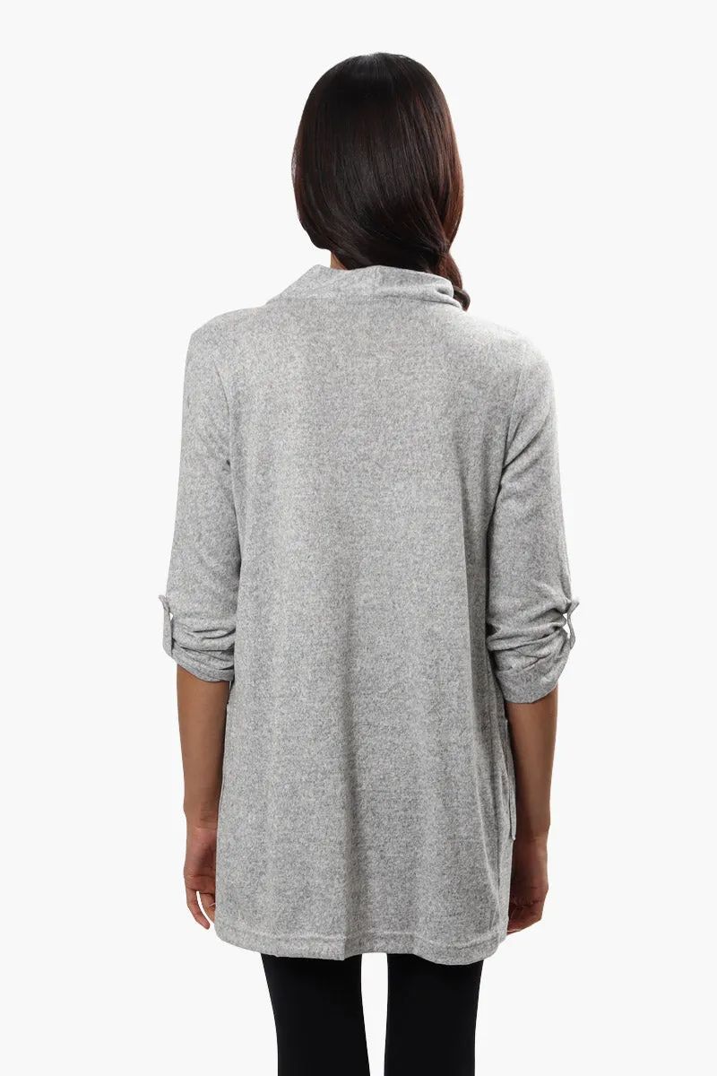Majora Open Front Roll Up Sleeve Cardigan - Grey sold by Fairweather product image thumbnail 4