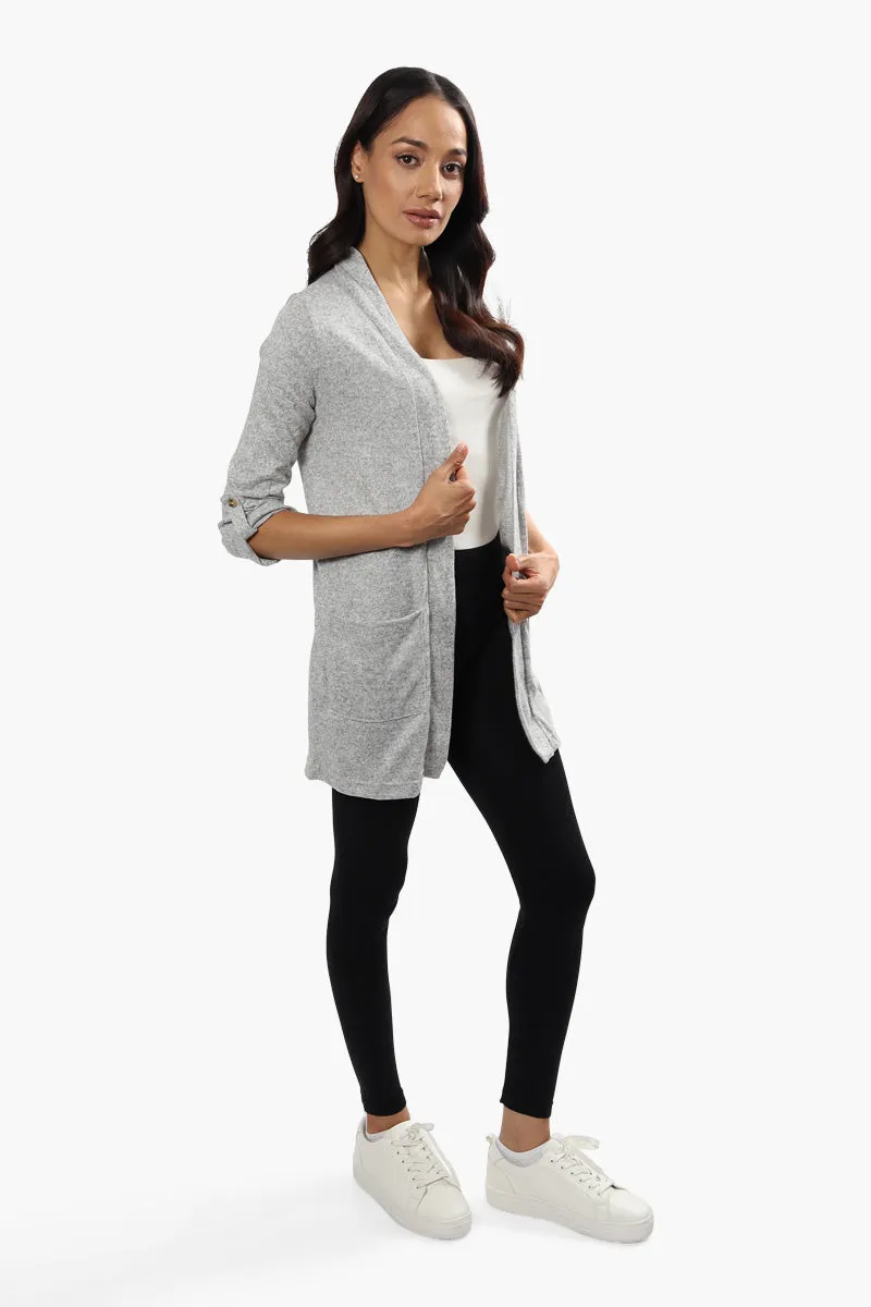 Majora Open Front Roll Up Sleeve Cardigan - Grey sold by Fairweather product image thumbnail 2