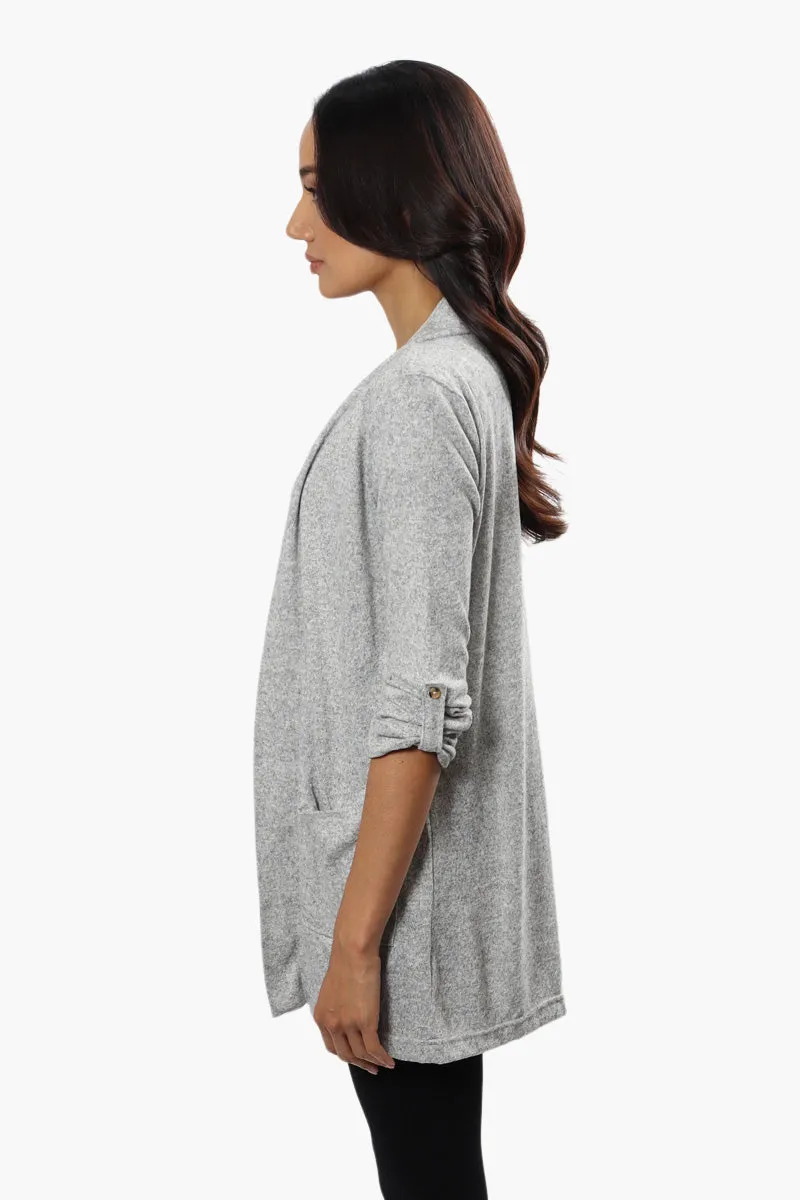 Majora Open Front Roll Up Sleeve Cardigan - Grey sold by Fairweather product image thumbnail 3