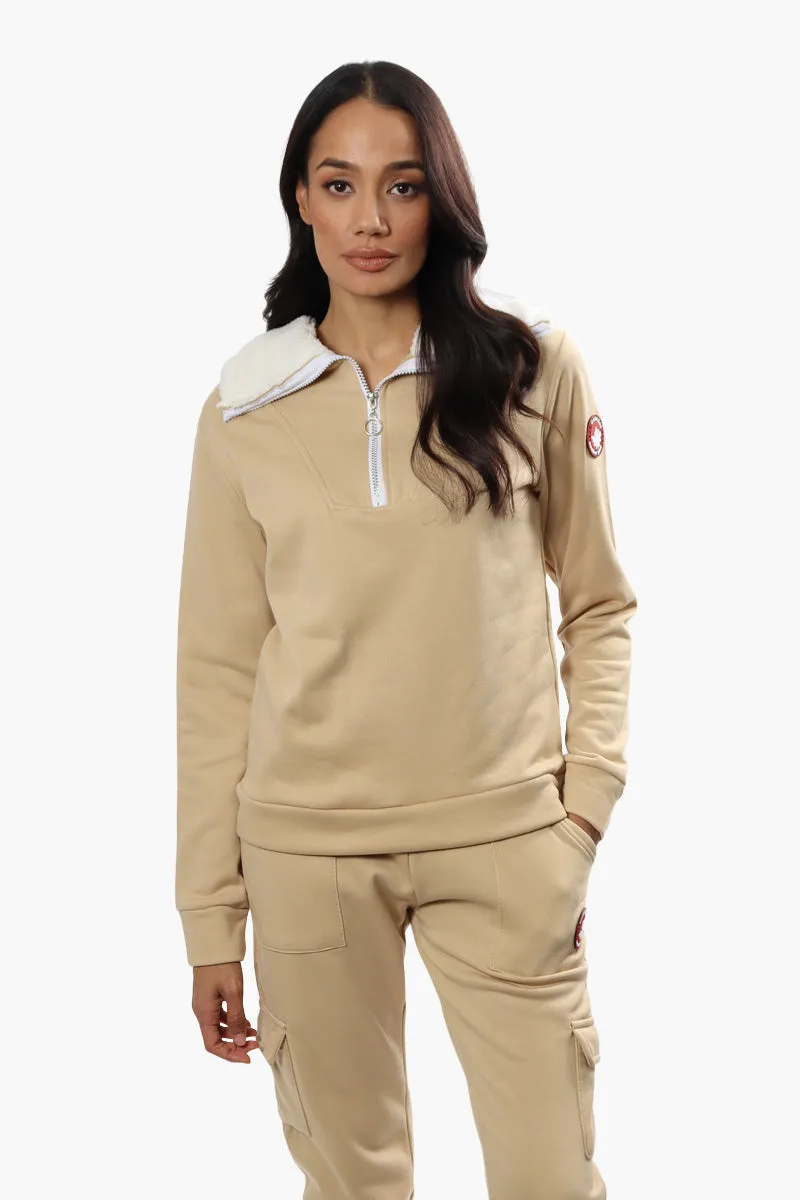 Canada Weather Gear Solid Half Zip Sweatshirt - Beige sold by Fairweather