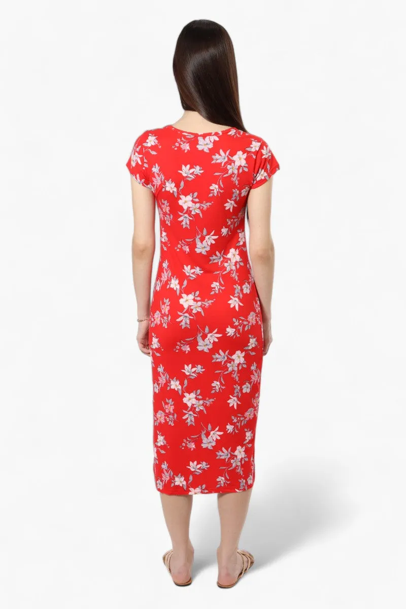 International INC Company Floral Cap Sleeve Midi Dress - Red sold by Fairweather product image thumbnail 4