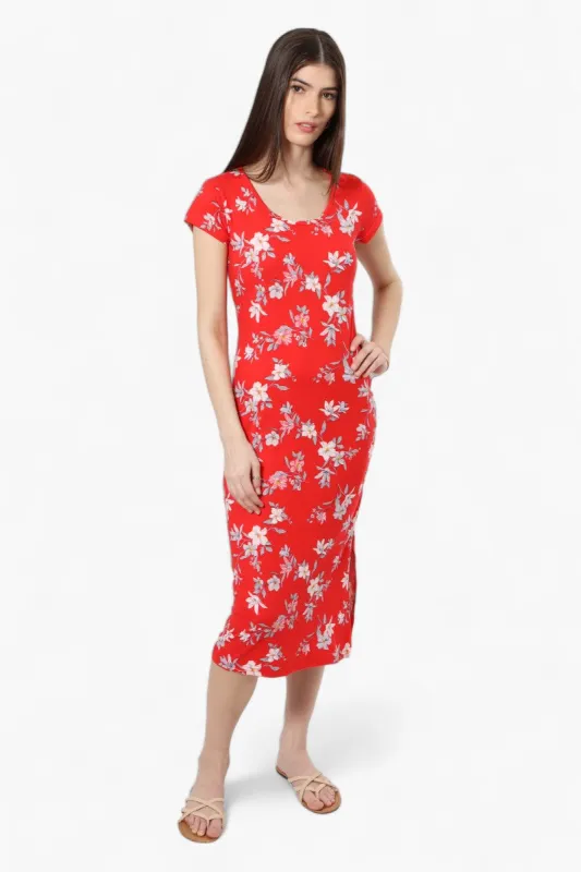 International INC Company Floral Cap Sleeve Midi Dress - Red sold by Fairweather