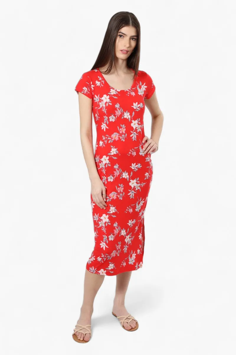 International INC Company Floral Cap Sleeve Midi Dress - Red sold by Fairweather