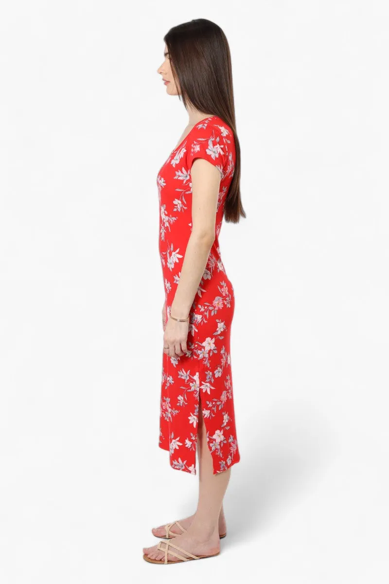 International INC Company Floral Cap Sleeve Midi Dress - Red sold by Fairweather product image thumbnail 3