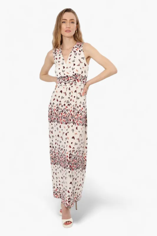 Beechers Brook Floral Sleeveless Belted Maxi Dress - White sold by Fairweather