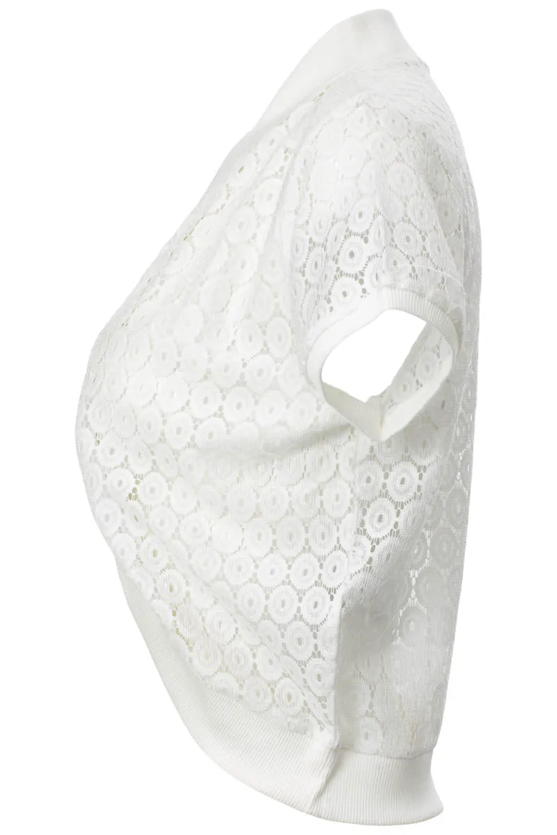 Impress Open Lace Shrug Cardigan - White sold by Fairweather product image thumbnail 2