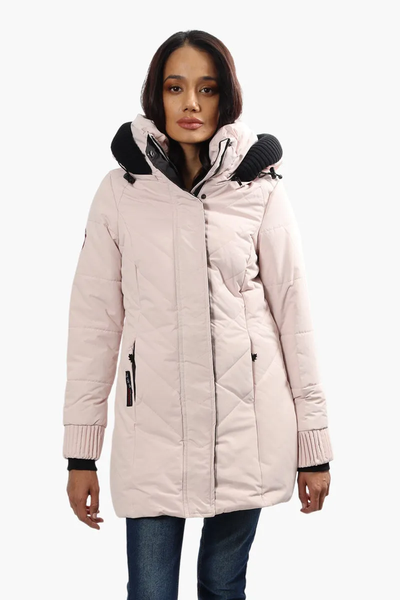 Canada Weather Gear Chevron Stitch Parka Jacket - Pink sold by Fairweather