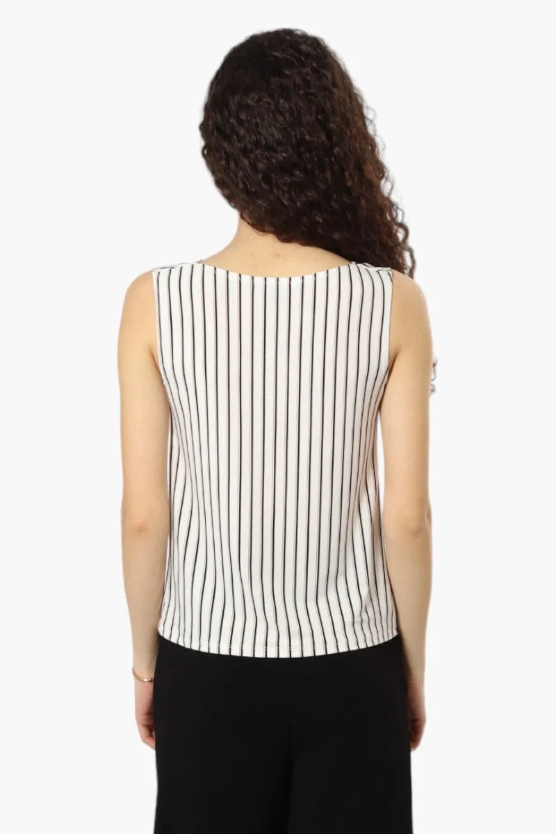 Impress Striped Cowl Neck Tank Top - White sold by Fairweather product image thumbnail 4