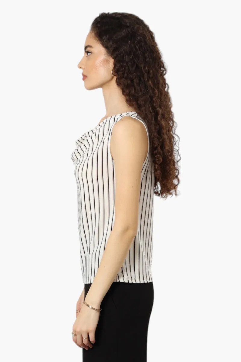 Impress Striped Cowl Neck Tank Top - White sold by Fairweather product image thumbnail 3