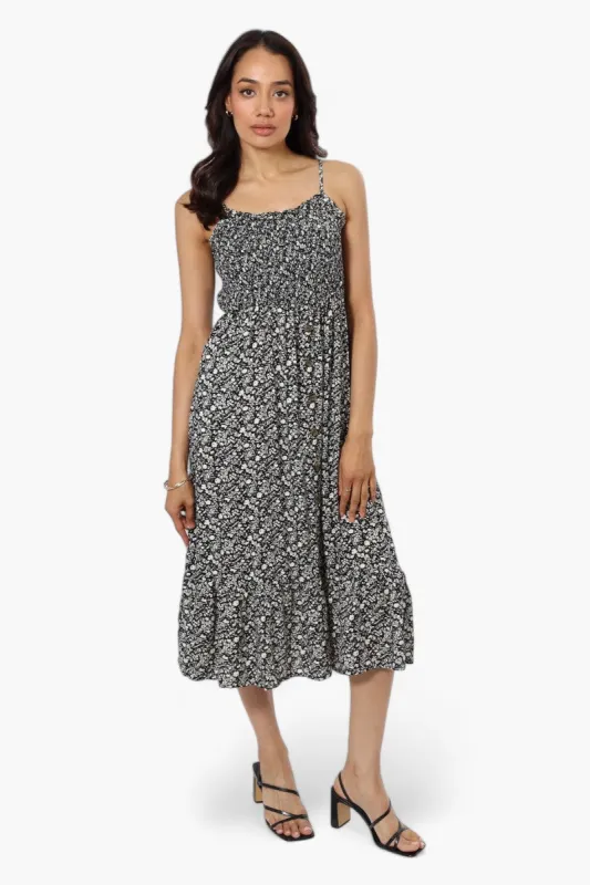 Limite Floral Smocked Top Maxi Dress - Black sold by Fairweather