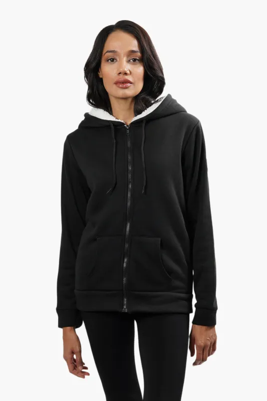 Fahrenheit Sherpa Lined Front Zip Hoodie - Black sold by Fairweather
