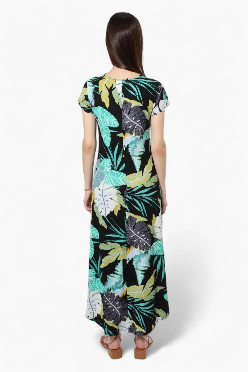 International INC Company Leaf Pattern High Low Maxi Dress - Black sold by Fairweather product image thumbnail 4