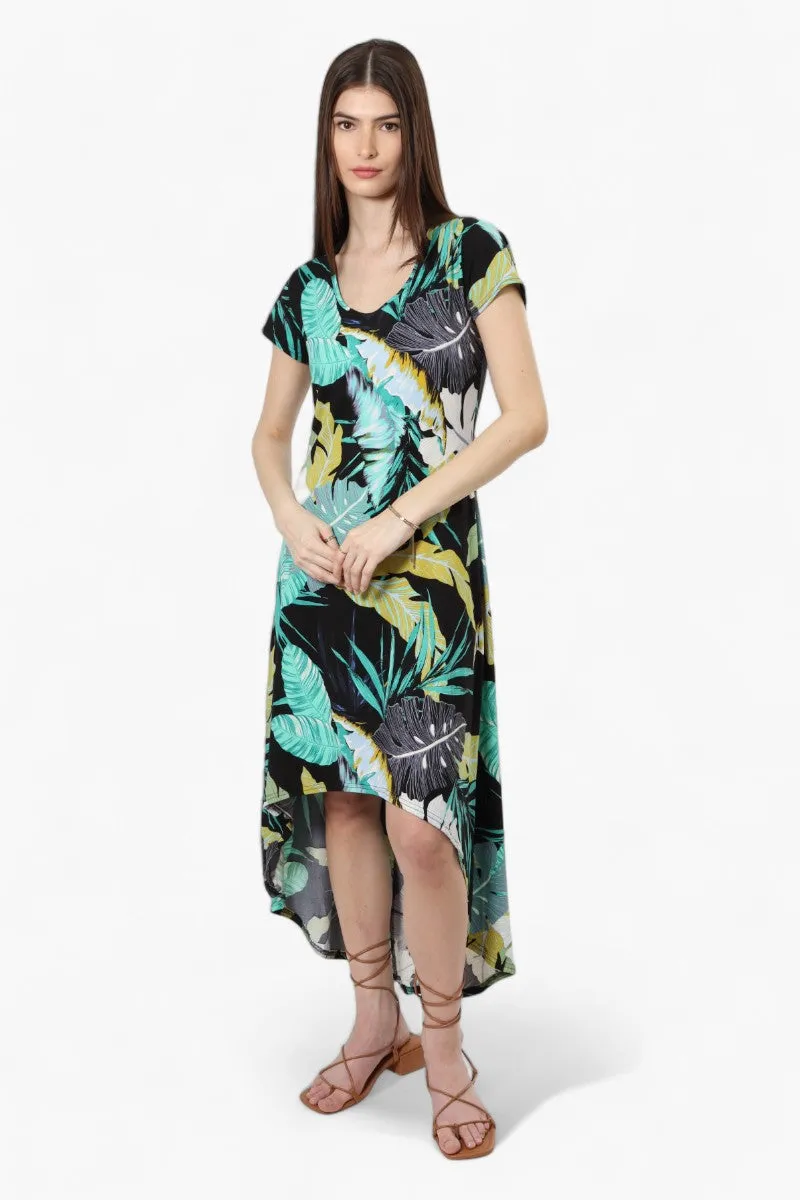 International INC Company Leaf Pattern High Low Maxi Dress - Black sold by Fairweather