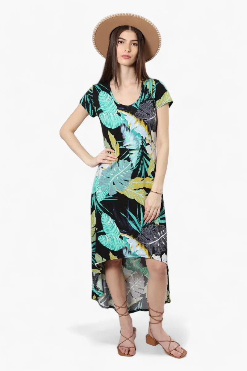 International INC Company Leaf Pattern High Low Maxi Dress - Black sold by Fairweather product image thumbnail 2