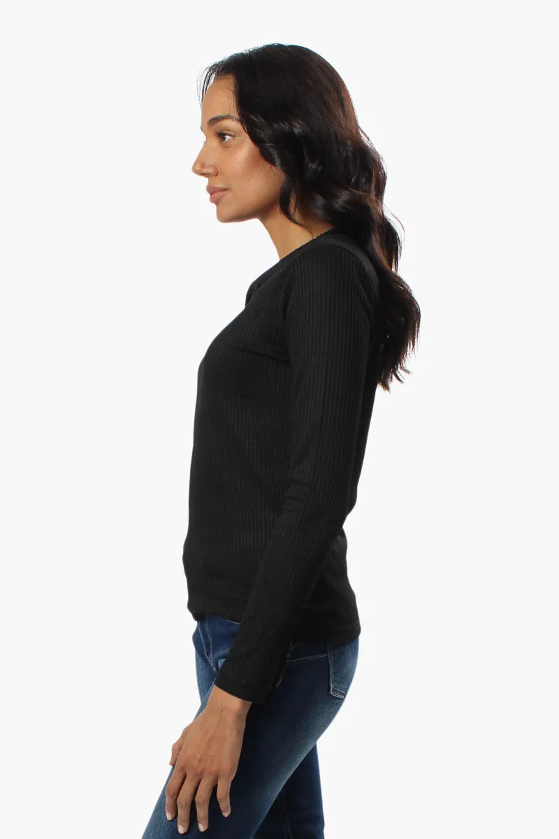 Magazine Ribbed Front Twist Long Sleeve Top - Black sold by Fairweather product image thumbnail 2