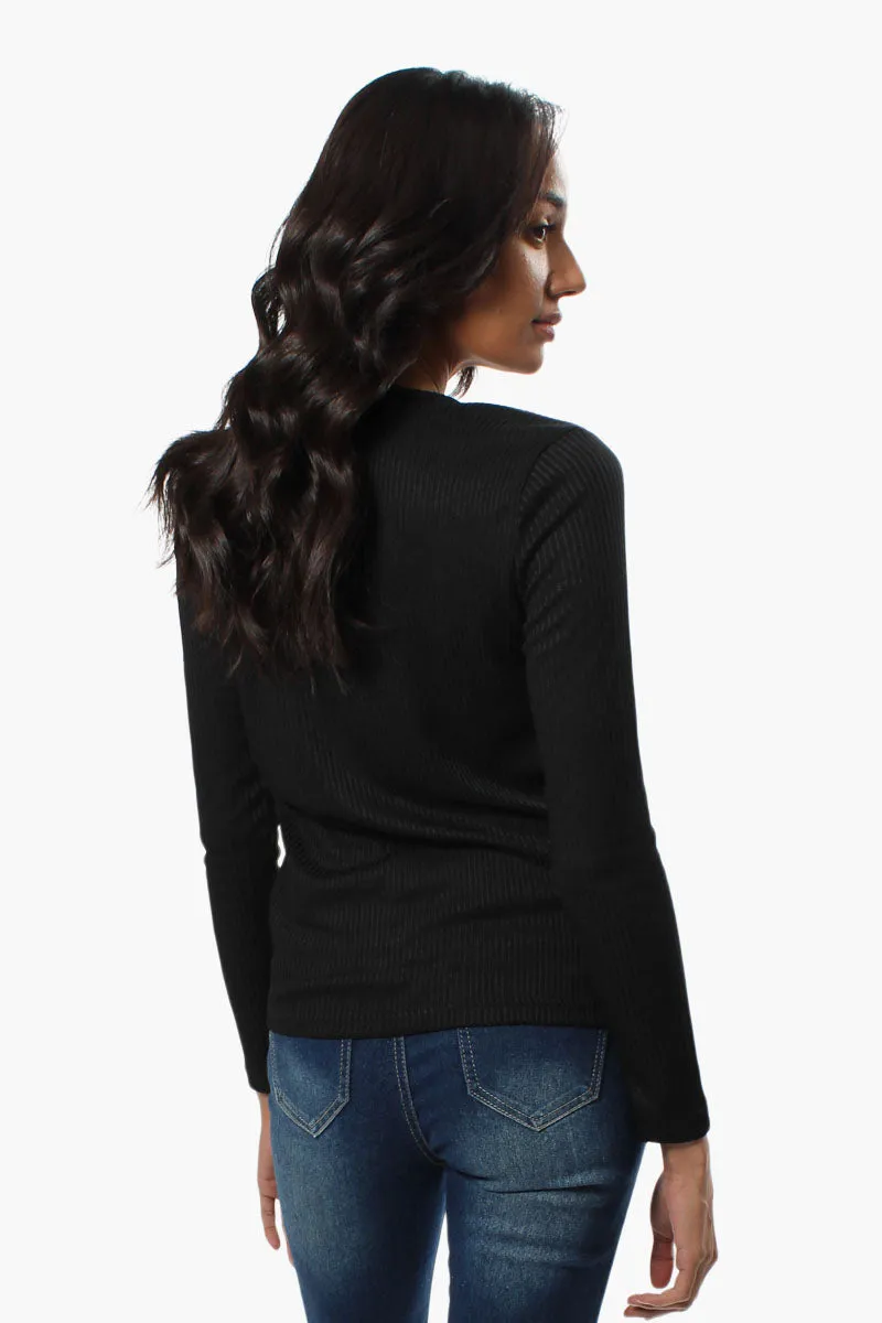 Magazine Ribbed Front Twist Long Sleeve Top - Black sold by Fairweather product image thumbnail 3