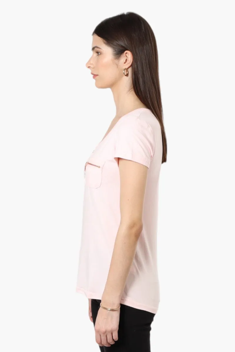 Magazine Henley Zip Pocket Tee - Blush sold by Fairweather product image thumbnail 3