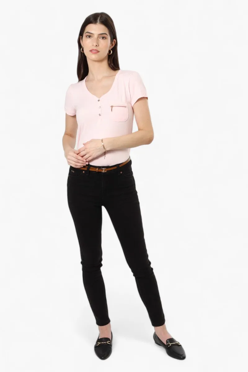 Magazine Henley Zip Pocket Tee - Blush sold by Fairweather product image thumbnail 2