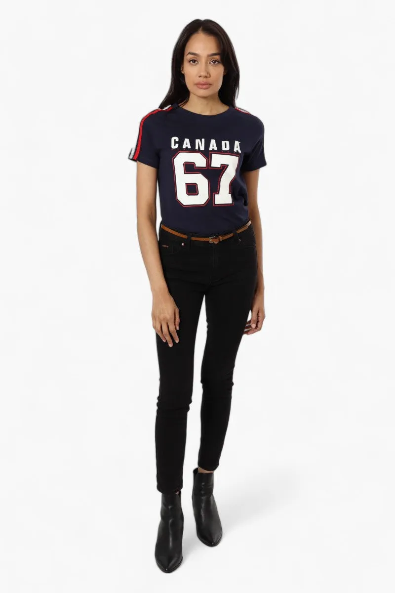 Canada Weather Gear Striped Shoulder 67 Print Tee - Navy sold by Fairweather product image thumbnail 2