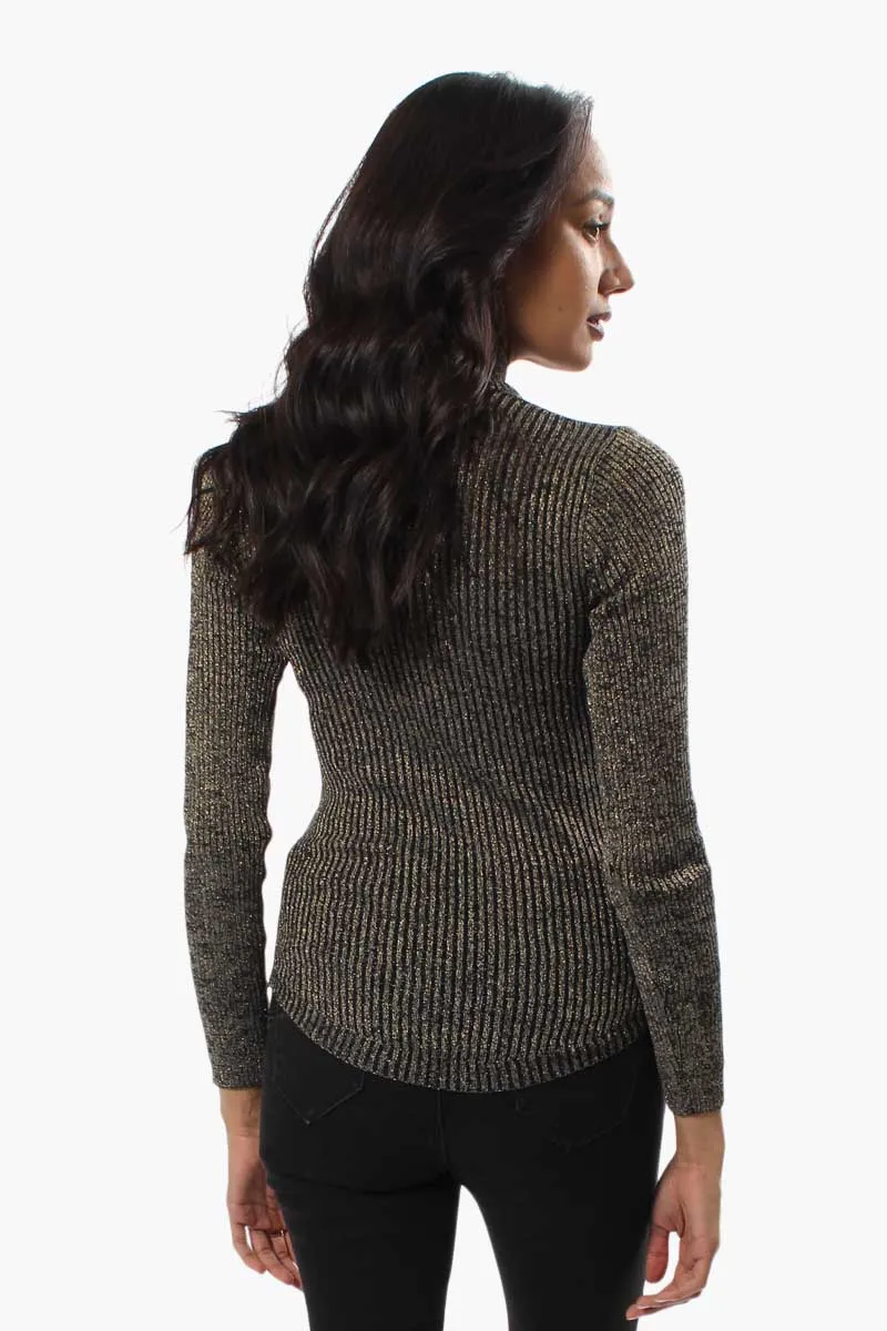 Limite Ribbed Mock Neck Pullover Sweater - Gold sold by Fairweather product image thumbnail 3