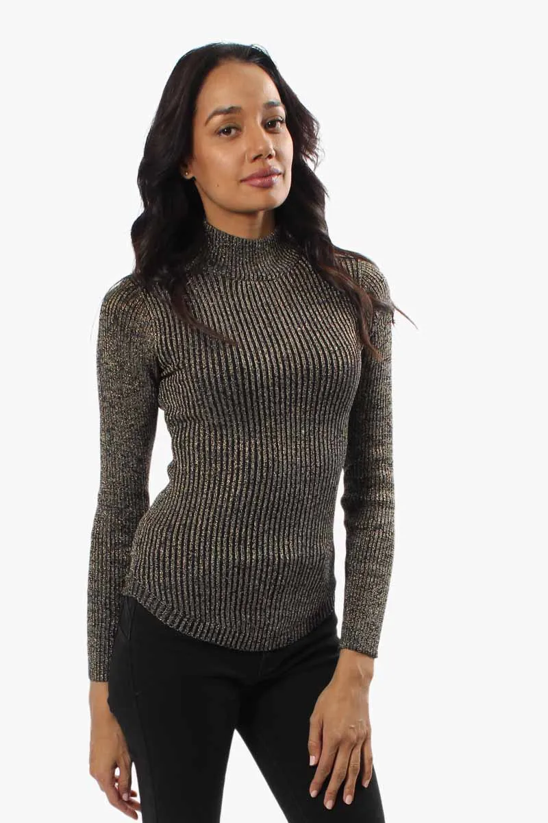 Limite Ribbed Mock Neck Pullover Sweater - Gold sold by Fairweather