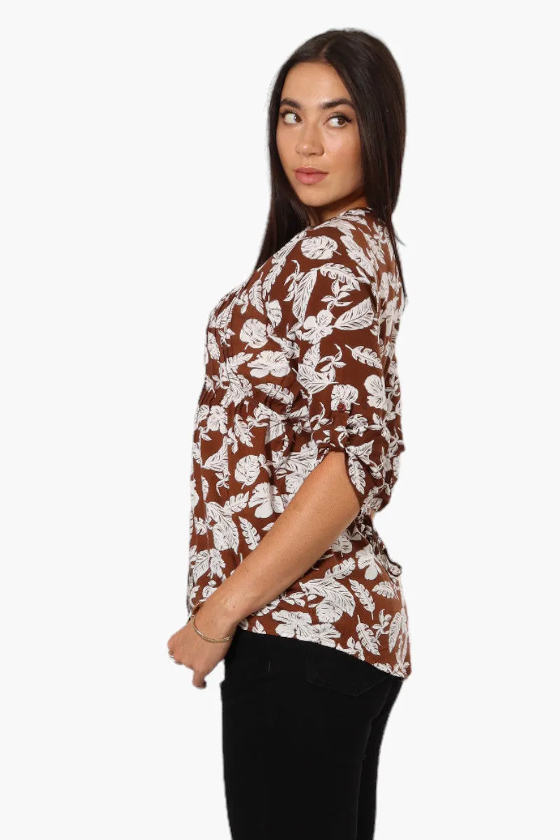 International INC Company Patterned Tie Back Roll Up Sleeve Shirt - Brown sold by Fairweather product image thumbnail 3