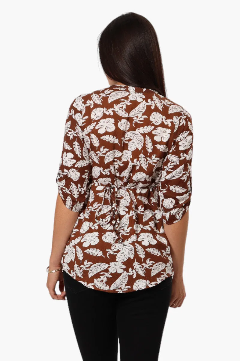 International INC Company Patterned Tie Back Roll Up Sleeve Shirt - Brown sold by Fairweather product image thumbnail 4